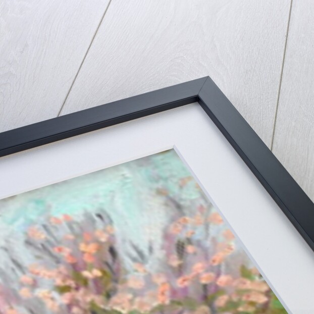 Cherry blossom with trellis fence below by Arthur Haythorne Studd