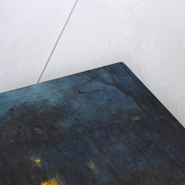 House at night with a single window lit by Albert de Belleroche