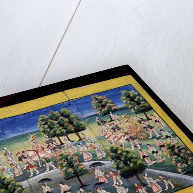 Merit making scene, page from a manuscript by Burmese School