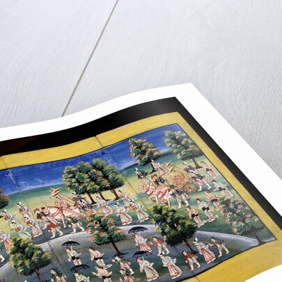 Merit making scene, page from a manuscript by Burmese School