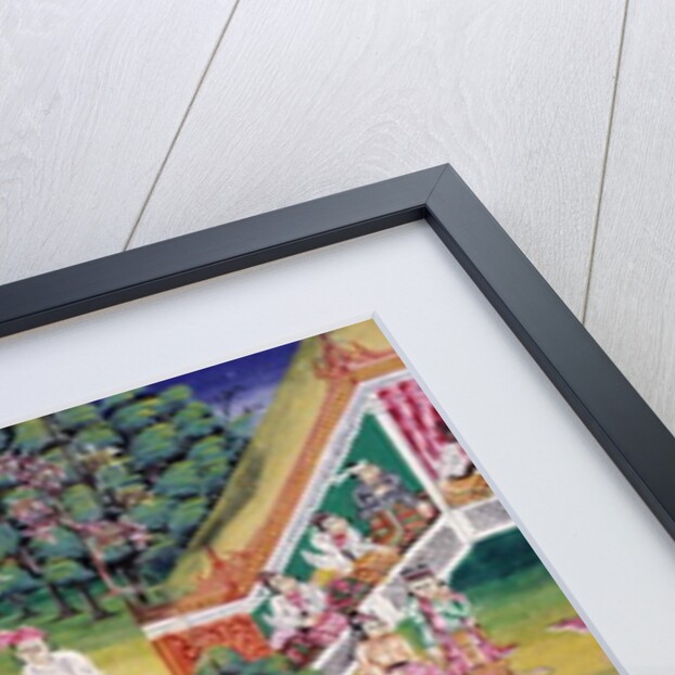 Merit making scene, page from a manuscript by Burmese School