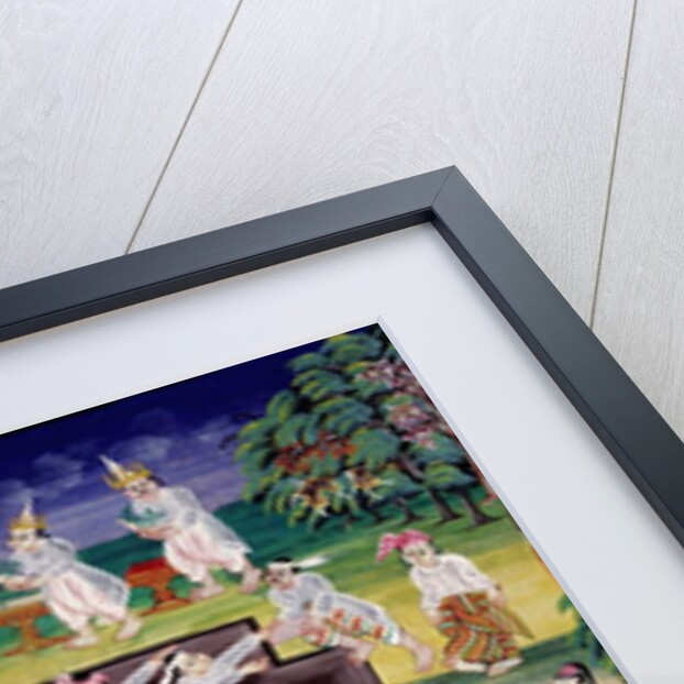 Merit making scene, page from a manuscript by Burmese School