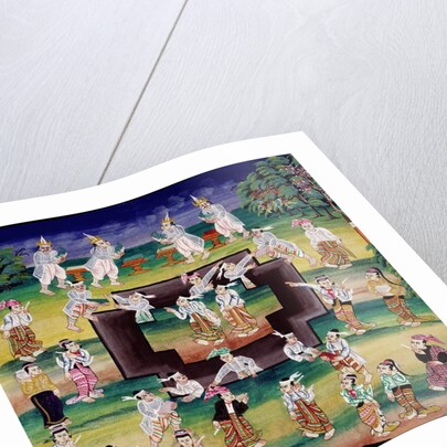 Merit making scene, page from a manuscript by Burmese School