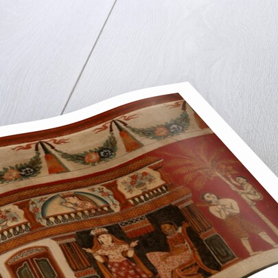 Wall painting depicting a singhalese house in the Subdharama Temple, Dehiwala by Sri Lankan School