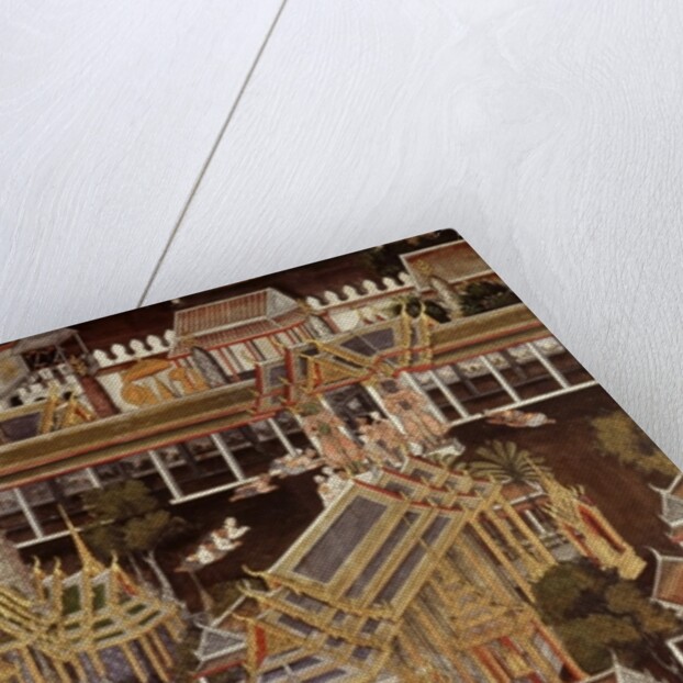 Detail of a mural depicting the Temple of the Emerald Buddha by School Thai