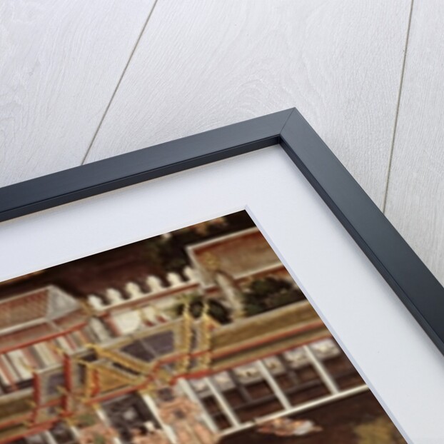 Detail of a mural depicting the Temple of the Emerald Buddha by School Thai