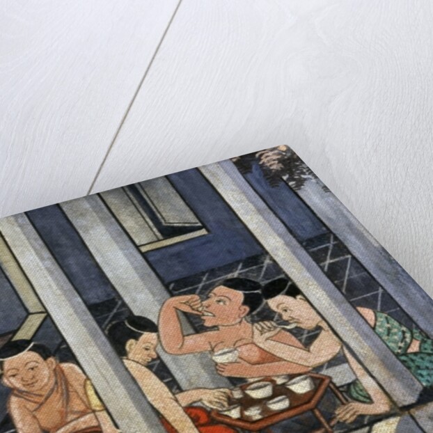 People eating at low round tables called Kantoke, mid 19th century by Thai School