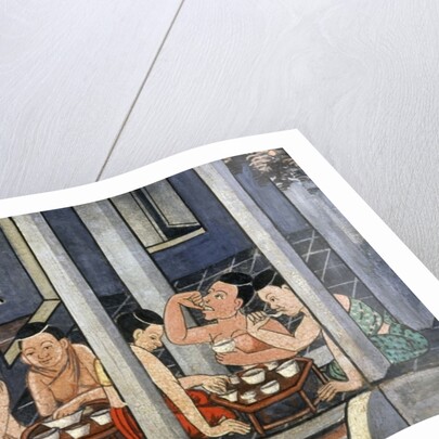 People eating at low round tables called Kantoke, mid 19th century by Thai School