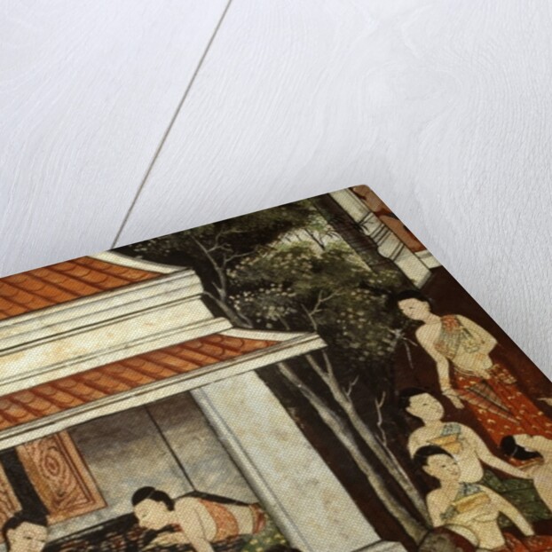 Palace ladies buying jewellery and mirrors from Muslim merchants, Rattanakosin style by Thai School