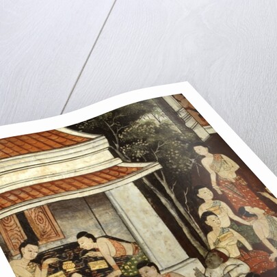 Palace ladies buying jewellery and mirrors from Muslim merchants, Rattanakosin style by Thai School