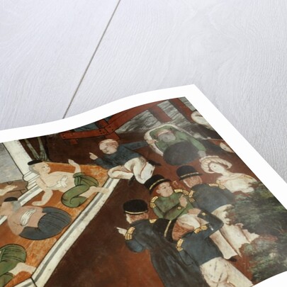 Palace lady receiving Muslim merchants and western sailors, Rattanakosin school by Thai School