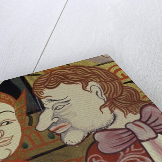 Contemporary painting in the classical style showing Thai and western people by School Thai