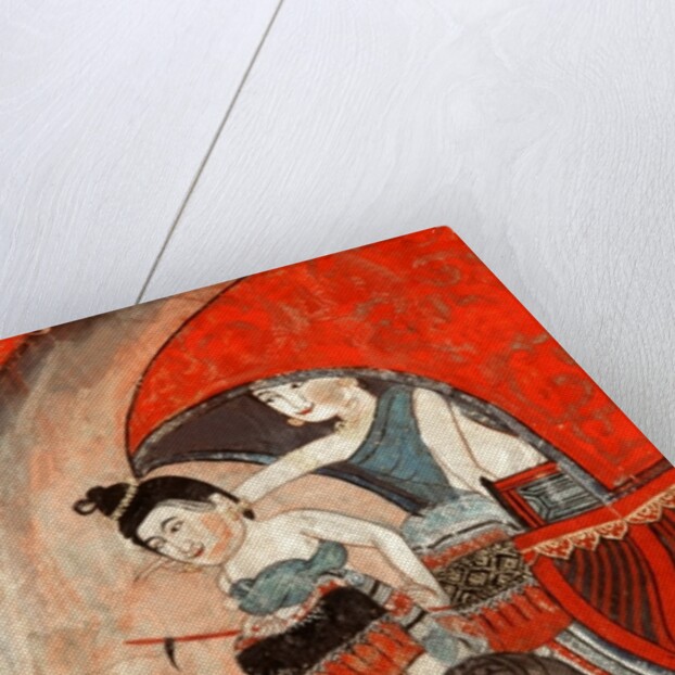 A Princess and attendant riding an elephant by Thai School