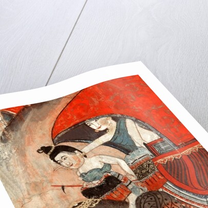 A Princess and attendant riding an elephant by Thai School