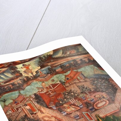 Detail of the murals of Viharn laikam portraying the Sang Thong Tales by Thai School