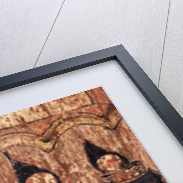 A series of walking damsels painted on the eaves of the roof of Viharn Nam Tam by Thai School