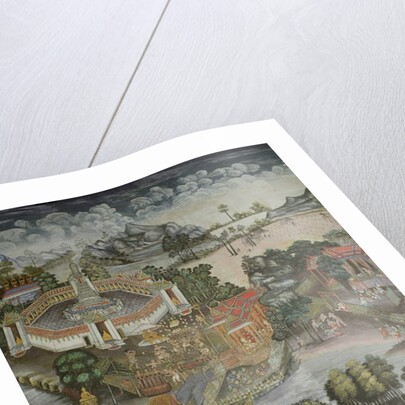 Town of Phitsanulok and fountain with statues of the Buddha, Wat Bowonniwet Vihara, Bangkok by Thai School