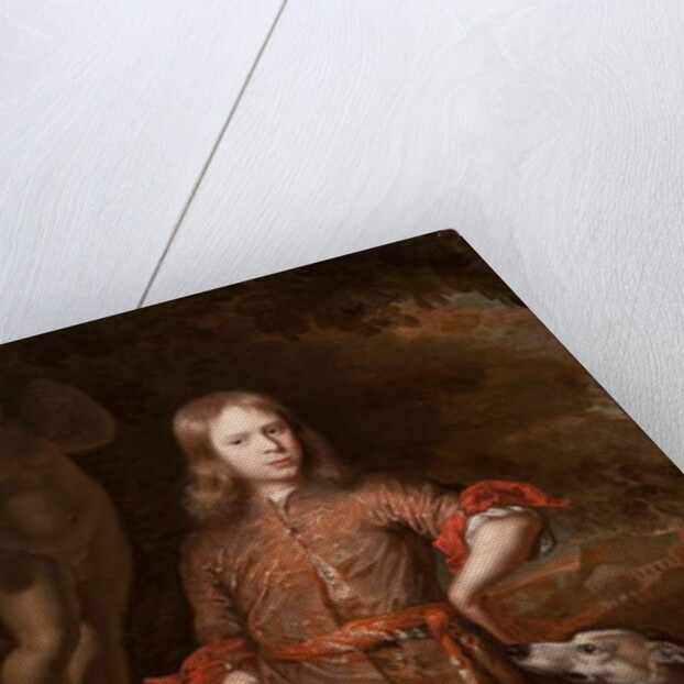 Portrait of a Boy as a Hunter Holding a Boar Spear with a Greyhound, mid-1670s by Jacques Vaillant