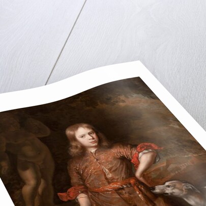 Portrait of a Boy as a Hunter Holding a Boar Spear with a Greyhound, mid-1670s by Jacques Vaillant