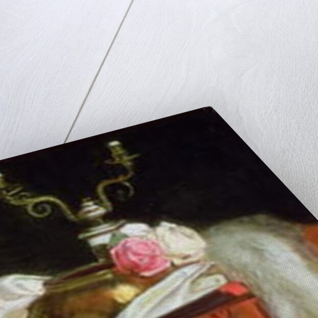 Panel over a door depicting A Lady's Treasures, by Max Thedy