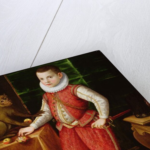 Portrait of a Young Nobleman with a Monkey and a Dog, c.1615 by Flemish School