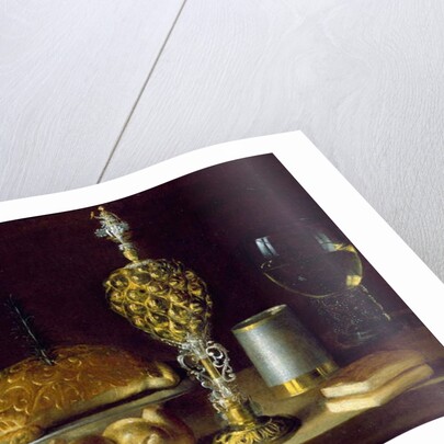 A Still Life of Drinking Vessels, a Pineapple Cup, a Lemon, Bread and Two Small Books by Sebastian Stoskopff