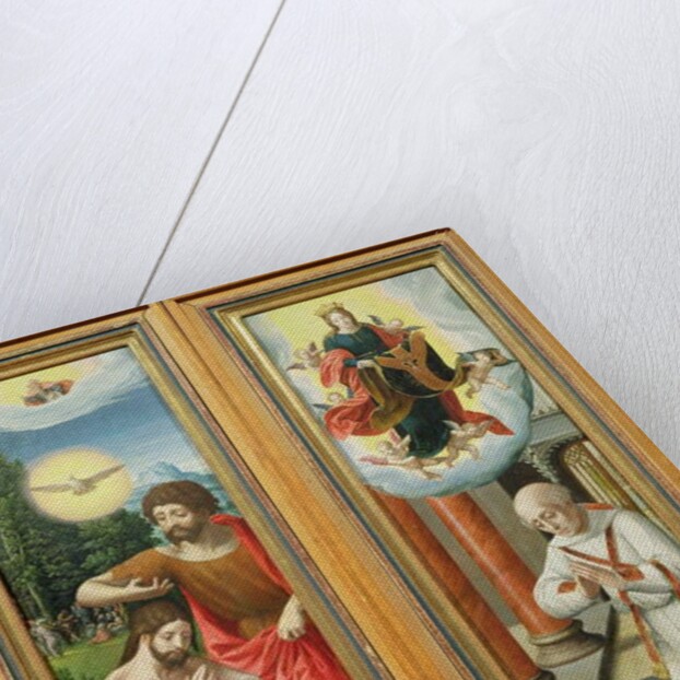 The Baptism of Christ and St. Ildefonso: A Pair of Altarpiece Wings by Master of the Female Half Lengths