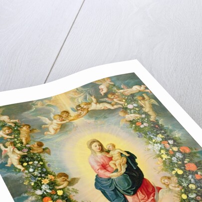 The Madonna and Child in a Floral Garland by Jan & Balen Hendrik van Brueghel