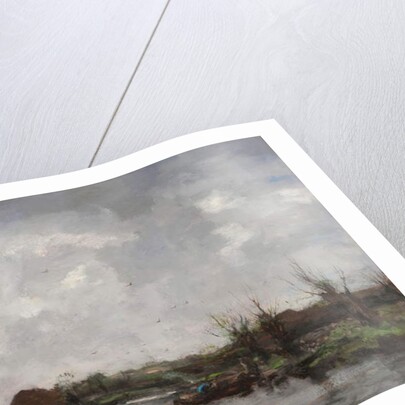 A River Landscape with Farm Houses, late 1870s by Jacob Henricus or Hendricus Maris