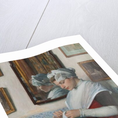 An Amsterdam Orphan Girl Sewing, c.1890 by Nicolaes van der Waay