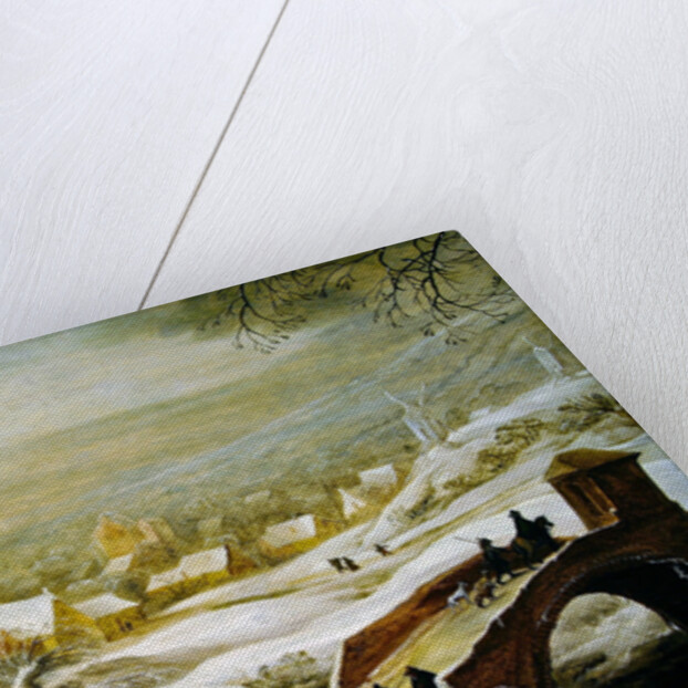 A Winter River Landscape with Travellers on a Bridge and a Town in the Distance, late 1720s by Joos or Josse de The Younger Momper