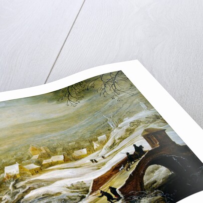 A Winter River Landscape with Travellers on a Bridge and a Town in the Distance, late 1720s by Joos or Josse de The Younger Momper