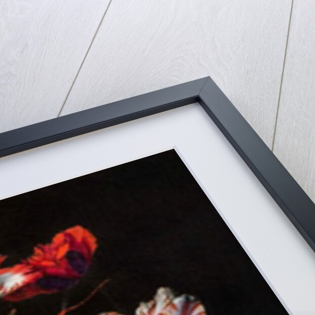 Tulips, Daffodils, Carnations, Poppies, Anemones, and Other Flowers in a Glass Vase on a Wooden Ledge, one of a pair, 17th century by Jean Picart