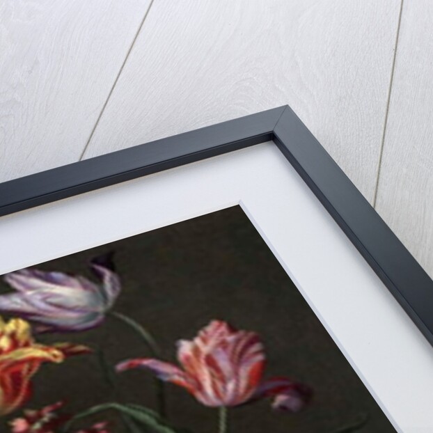 Tulips, Lilies, Daffodils, Lilacs, and Other Flowers in a Glass Vase on a Wooden Ledge, one of a pair, 17th century by Jean Picart