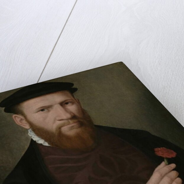 Portrait of a Man with his Right Hand Holding a Red Carnation and in his Left a Glove, 1540-51 by Master of the 1540s