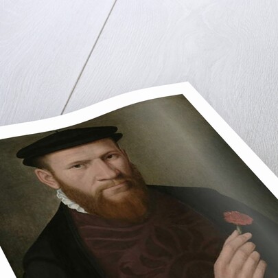 Portrait of a Man with his Right Hand Holding a Red Carnation and in his Left a Glove, 1540-51 by Master of the 1540s