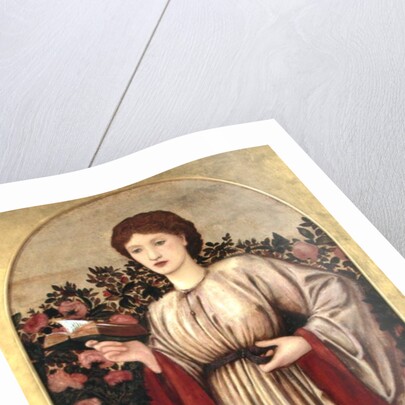 Girl with Book with Roses Behind by Edward Coley Burne-Jones