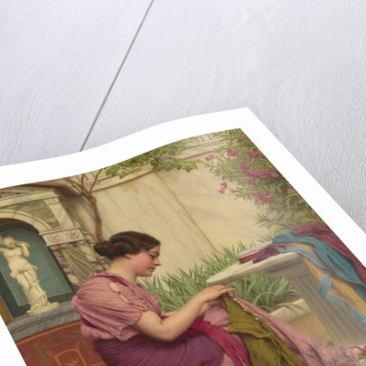 A Stitch is Free, or A Stitch in Time, 1917 by John William Godward