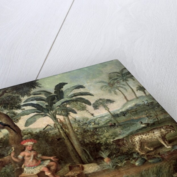 Native Indian in a landscape with animals by Jose Teofilo de Jesus