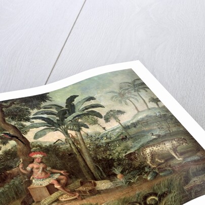 Native Indian in a landscape with animals by Jose Teofilo de Jesus