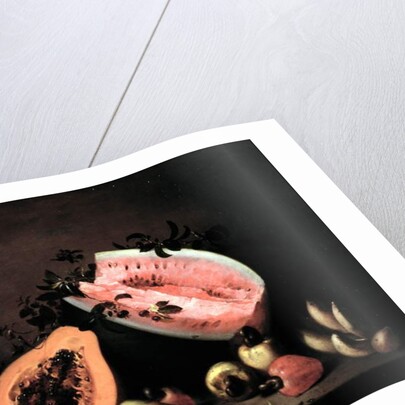 Still life of Papaya, Watermelon and Cashew by Agostino Jose da Mota