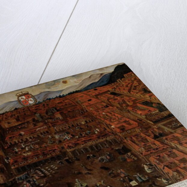 View of Cuzco at the time of the earthquake of 1650 by Peruvian School