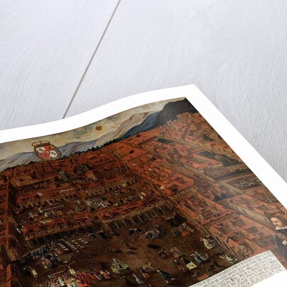 View of Cuzco at the time of the earthquake of 1650 by Peruvian School