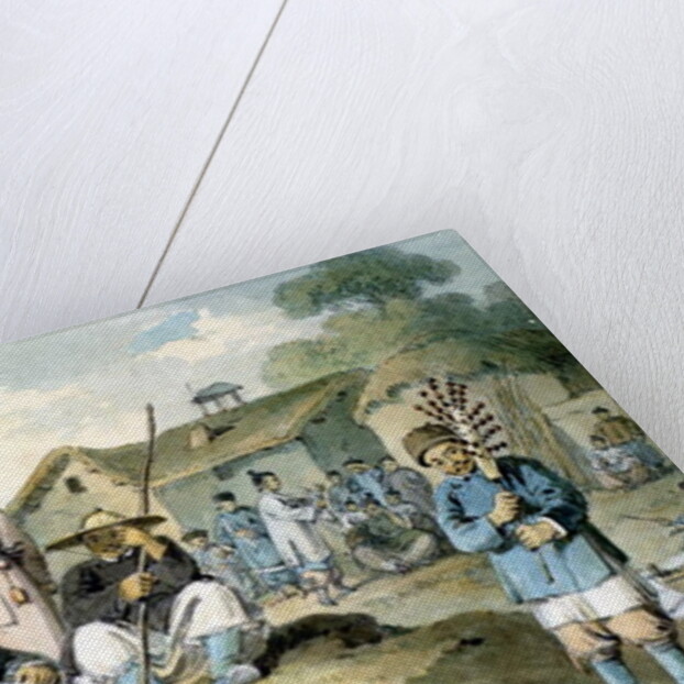 A group of Chinese on the bank of a river, watching the Earl Macartney's Embassy pass, 1793 by William Alexander