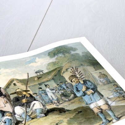 A group of Chinese on the bank of a river, watching the Earl Macartney's Embassy pass, 1793 by William Alexander