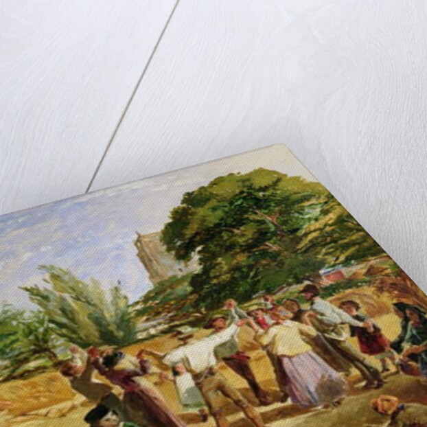 A Harvest scene in Norfolk: sketch for 'Hello Largesse', 1861 by William Maw Egley