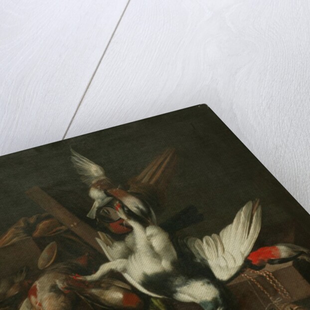 Still life with Dead Pigeon, Finches and Falcons' Hoods by William Gowe Ferguson