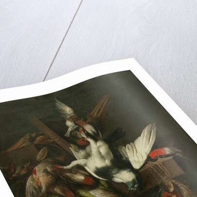 Still life with Dead Pigeon, Finches and Falcons' Hoods by William Gowe Ferguson