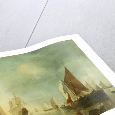 Shipping at anchor offshore in a calm sea; evening light, c.1650-60 by Hendrick Dubbels