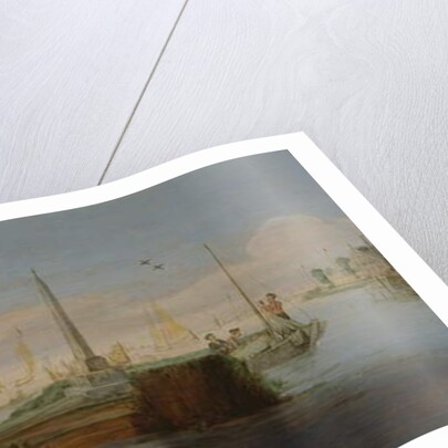 River scene with fishermen by Arentsz van der Cabel